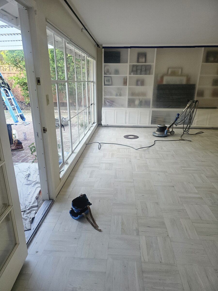 Whitewash Parquet Refinish